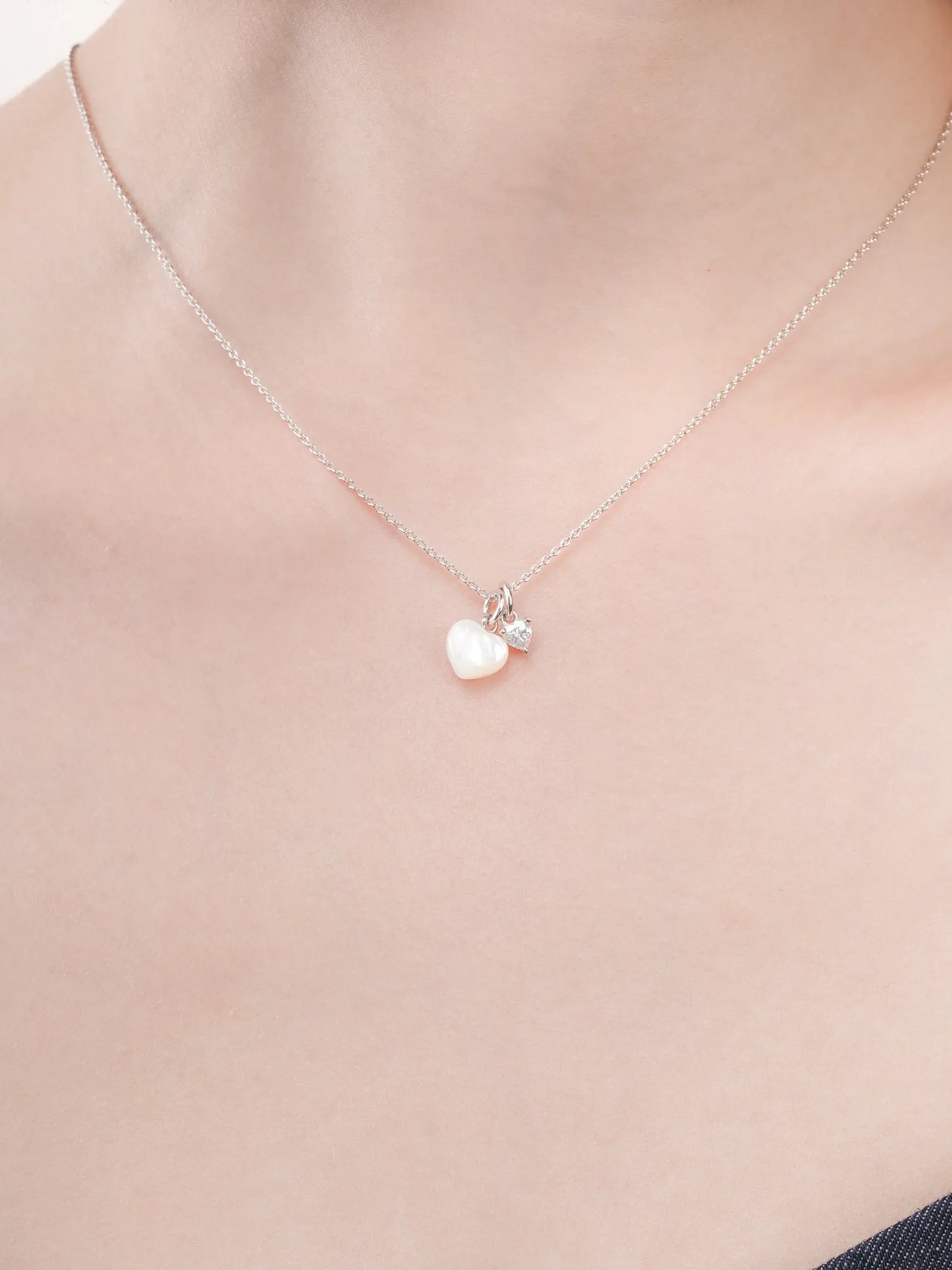 Puffy Heart Necklace Set – Mother of Pearl