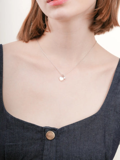Puffy Heart Necklace Set Motherof Pearl S925 Silver Rhodium (2) – Mondays Made Flower & Birthstone Jewelry Singapore