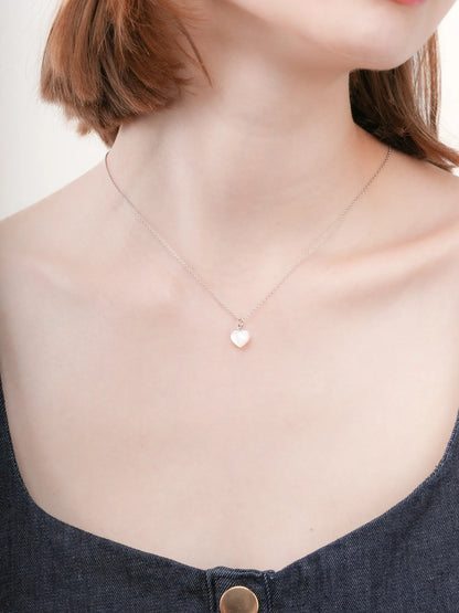 Puffy Heart Necklace Set Motherof Pearl S925 Silver Rhodium (3) – Mondays Made Flower & Birthstone Jewelry Singapore