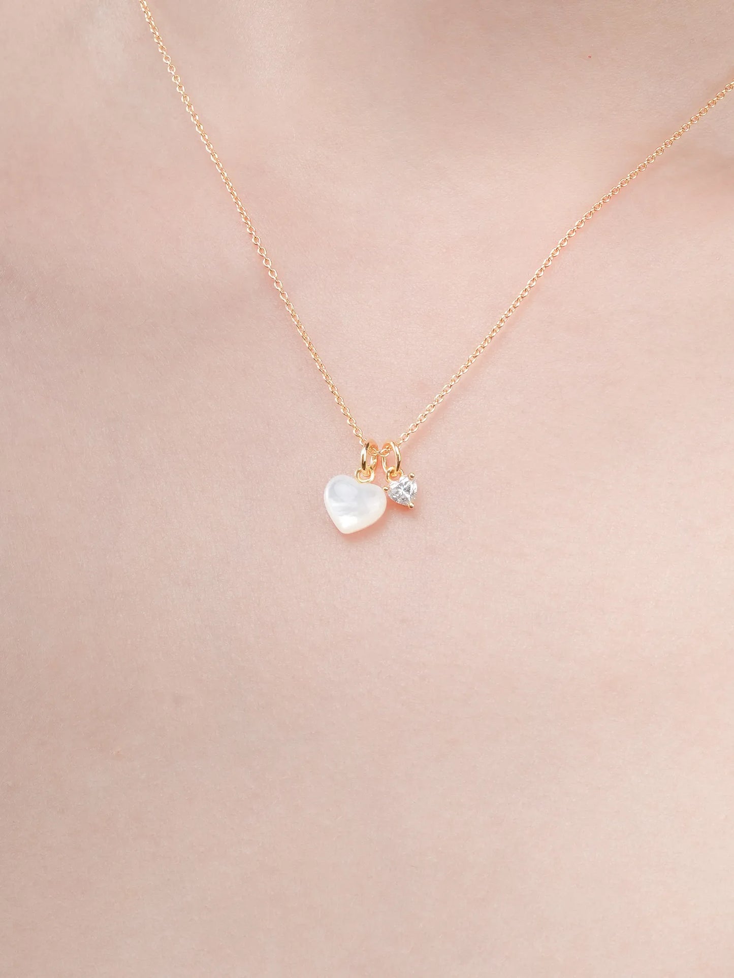Puffy Heart Necklace Set – Mother of Pearl
