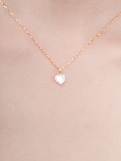 Puffy Heart Necklace Set Motherof Pearl 18K Gold (3) – Mondays Made Flower & Birthstone Jewelry Singapore