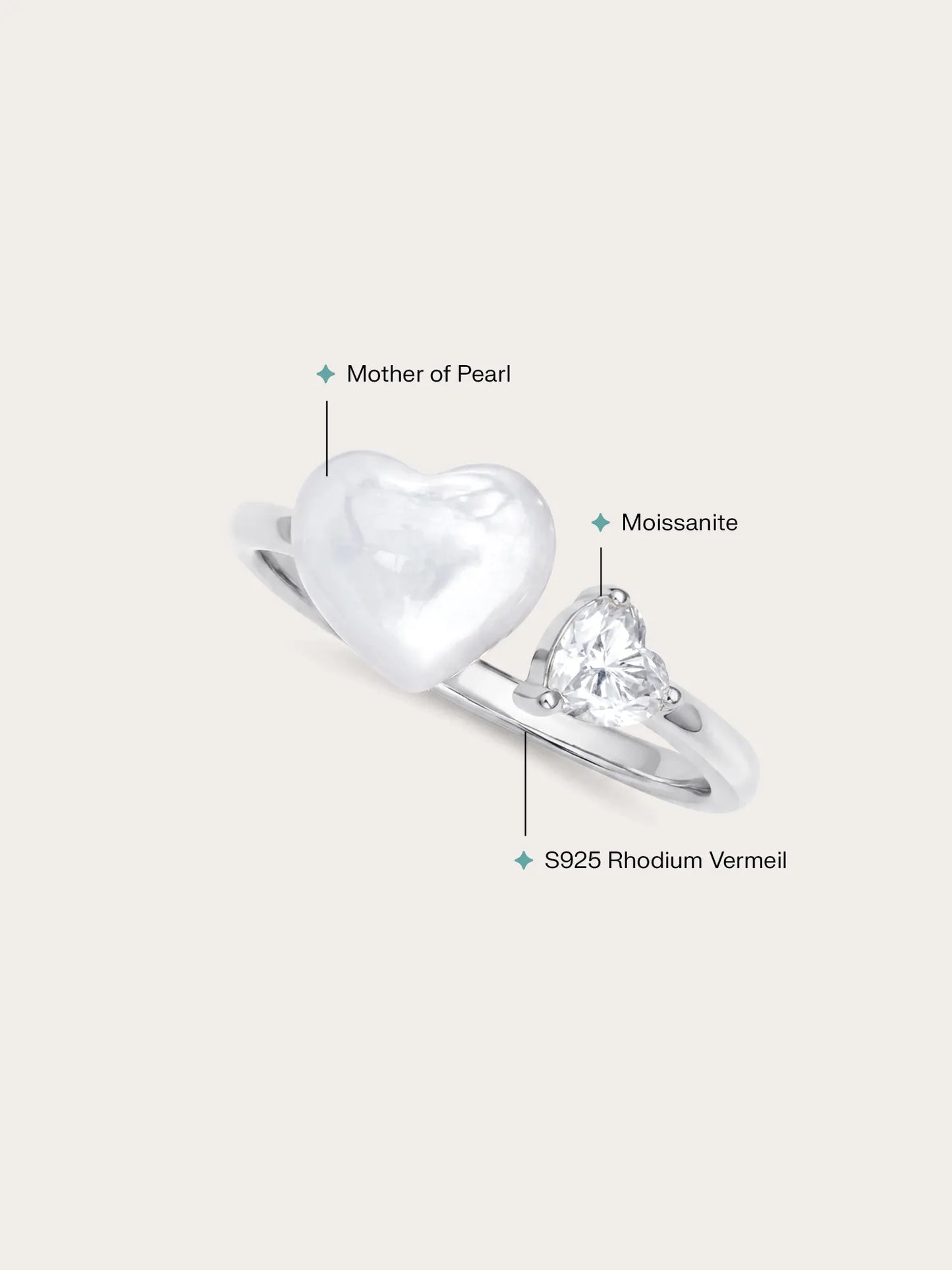 Puffy Heart Open Ring – Mother of Pearl