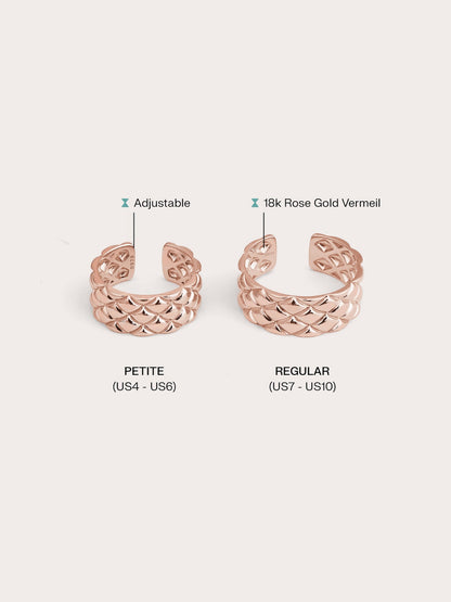 Puffy Quilt Ring 18K Rose Gold Big Small (2) – Mondays Made Flower & Birthstone Jewelry Singapore