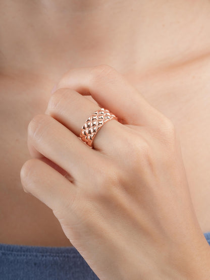 Puffy Quilt Ring 18K Rose Gold (6) – Mondays Made Flower & Birthstone Jewelry Singapore