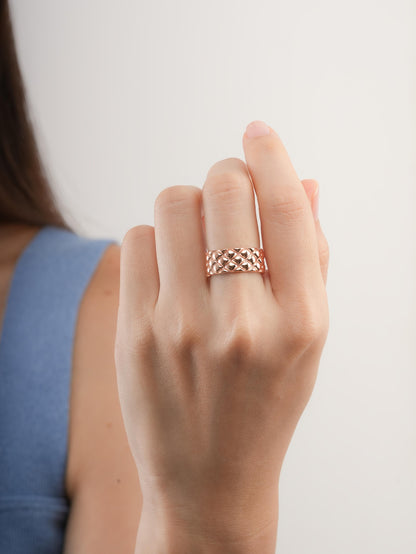Puffy Quilt Ring 18K Rose Gold (8) – Mondays Made Flower & Birthstone Jewelry Singapore