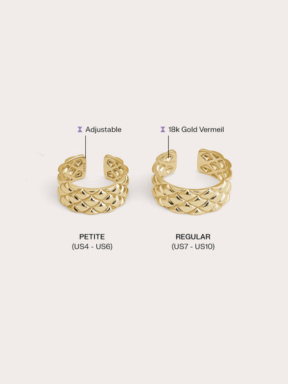 Puffy Quilt Ring 18K Gold Big Small (2) – Mondays Made Flower & Birthstone Jewelry Singapore