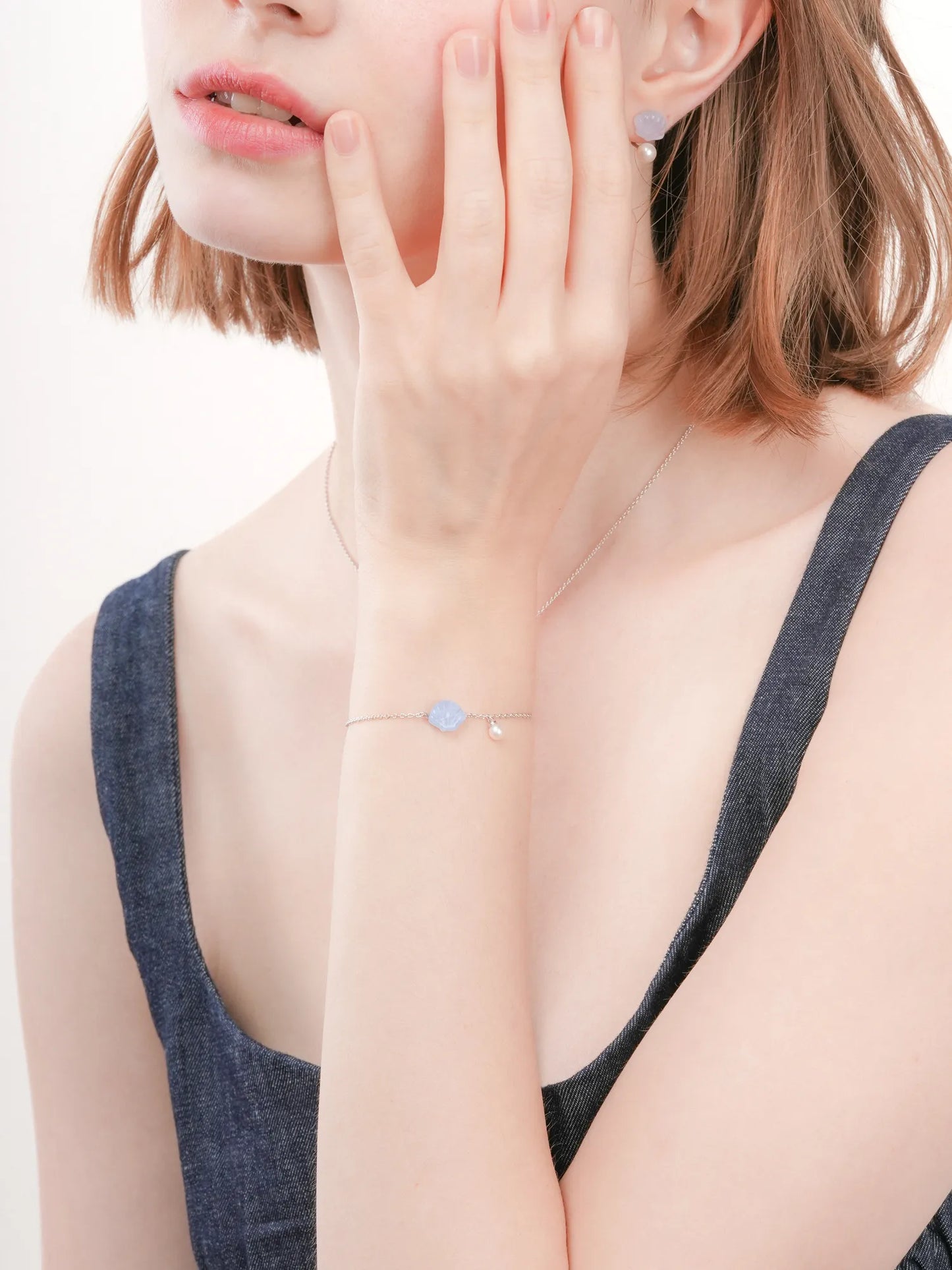 Puffy Seashell Bracelet – Blue Lace Agate