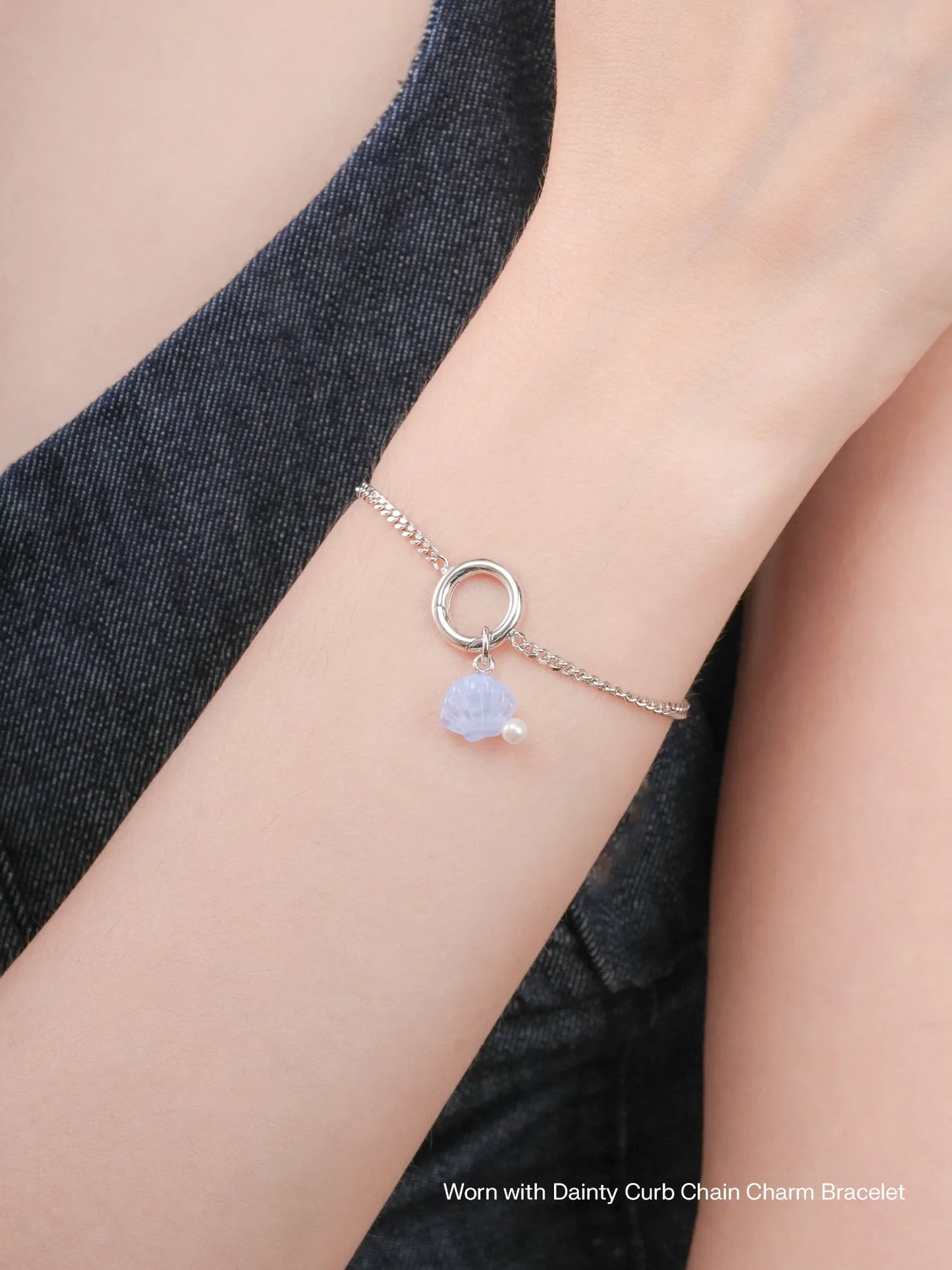 Puffy Seashell Charm – Blue Lace Agate