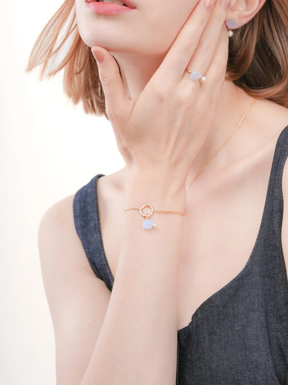 Puffy Seashell Charm Blue Lace Agate 18K Gold (4) – Mondays Made Flower & Birthstone Jewelry Singapore