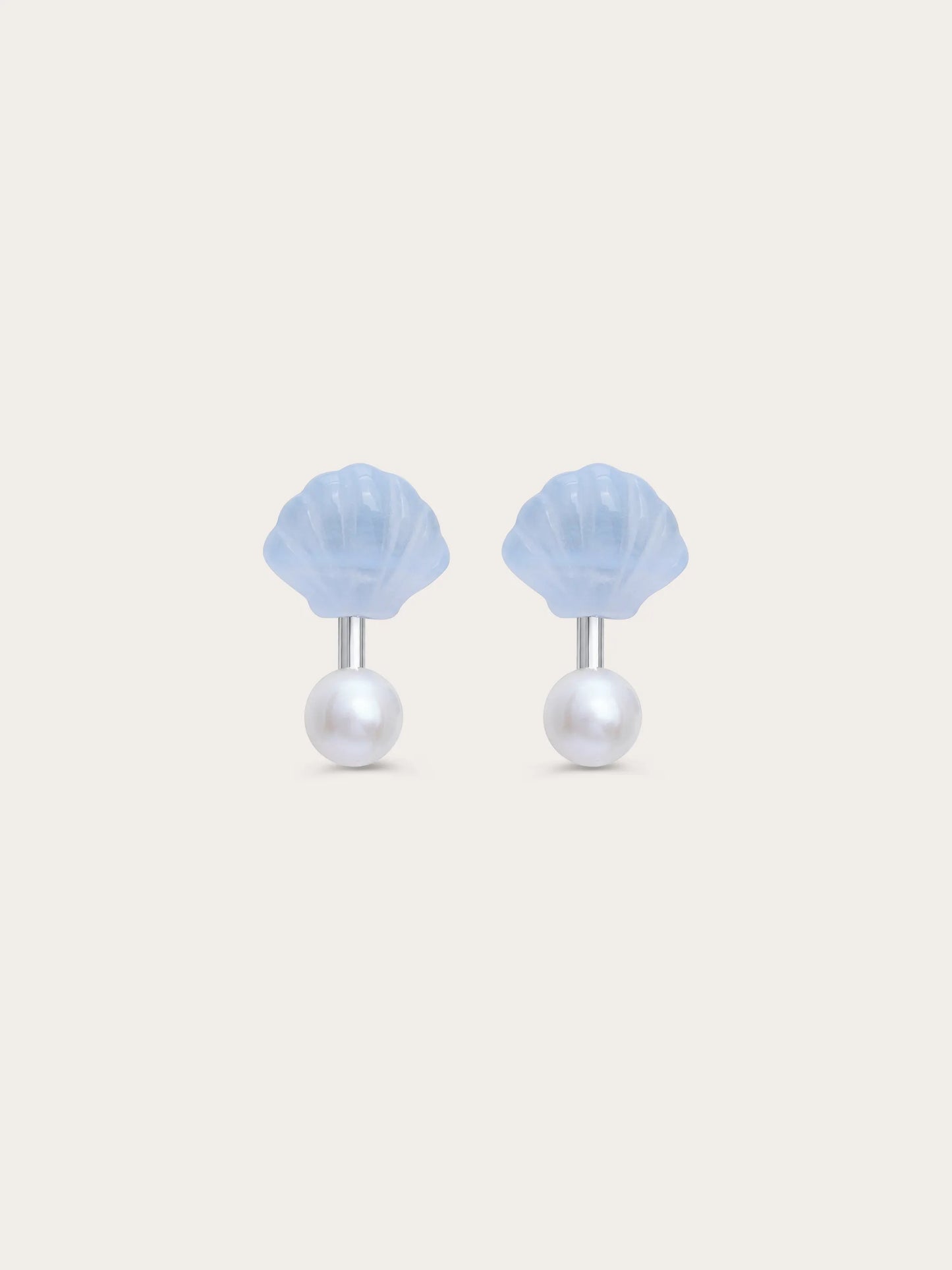 Puffy Seashell Ear Jacket Earrings – Blue Lace Agate