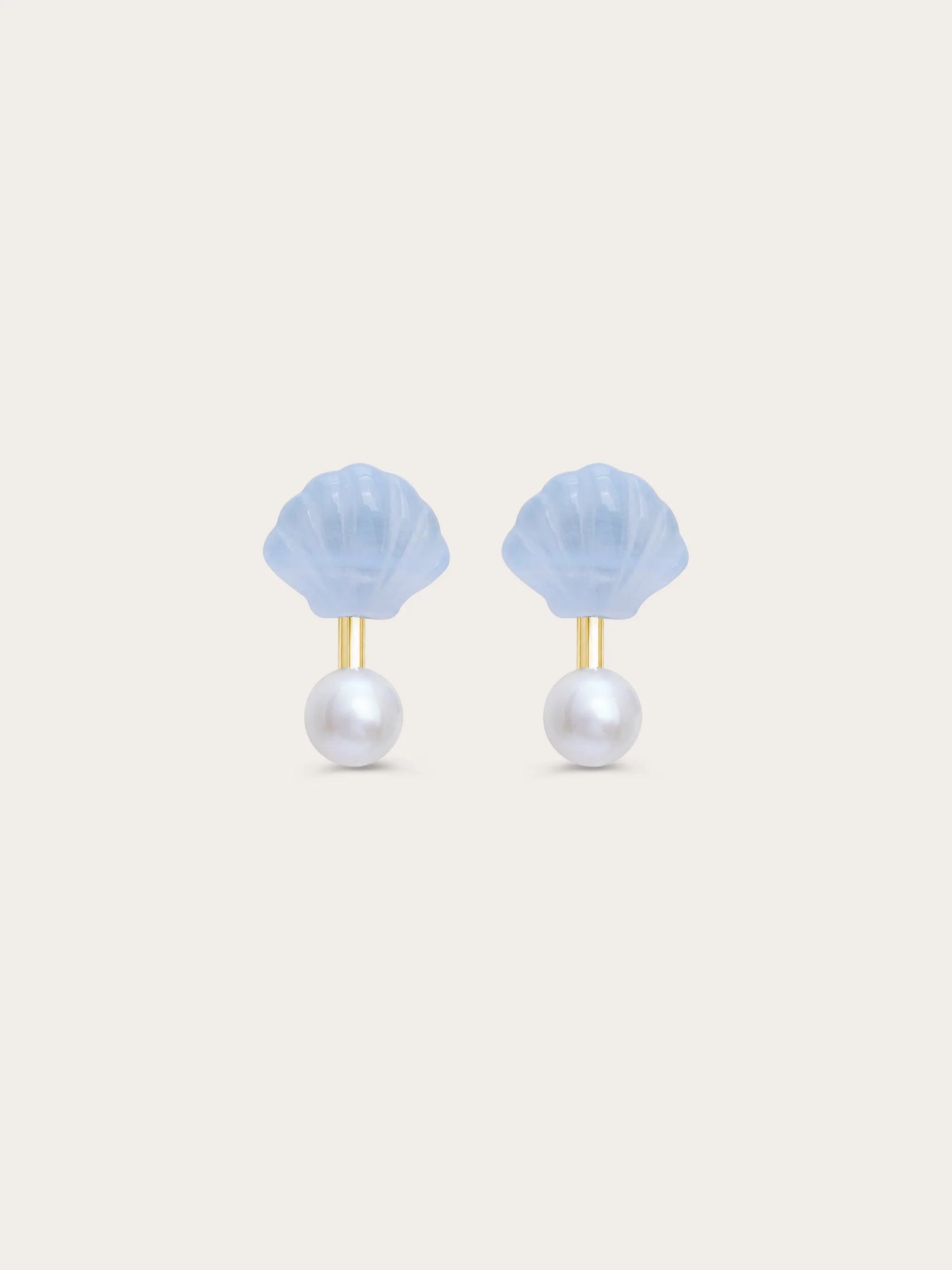 Puffy Seashell Ear Jacket Earrings – Blue Lace Agate