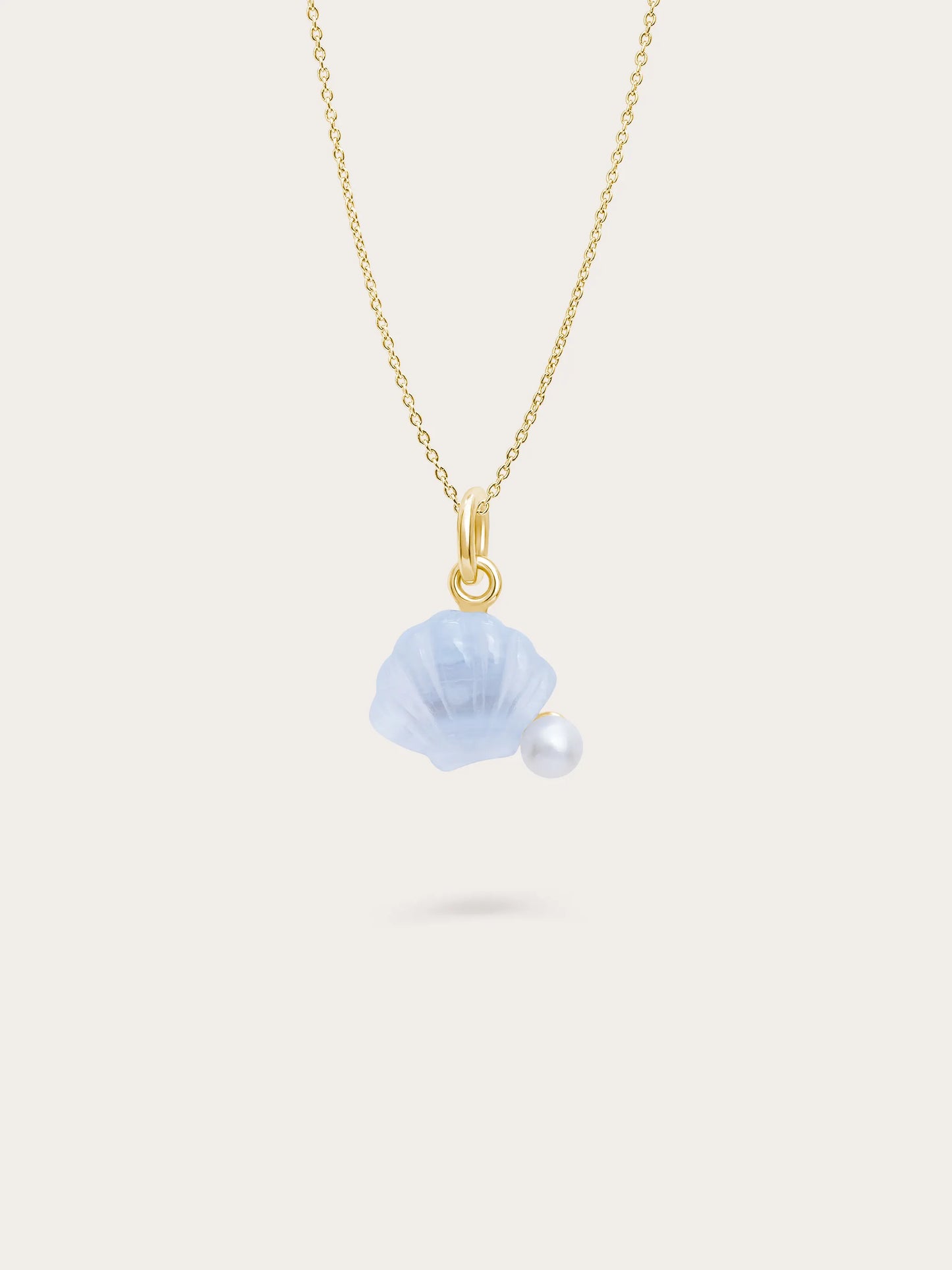 Puffy Seashell Necklace – Blue Lace Agate