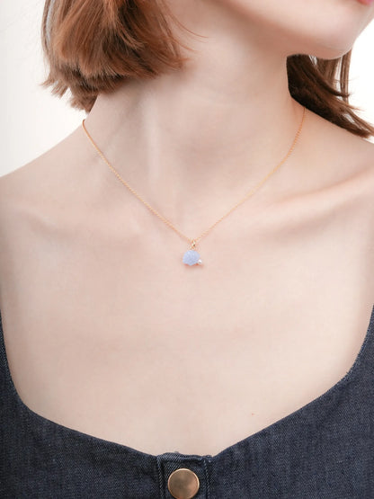 Puffy Seashell Necklace Blue Lace Agate 18K Gold (5) – Mondays Made Flower & Birthstone Jewelry Singapore