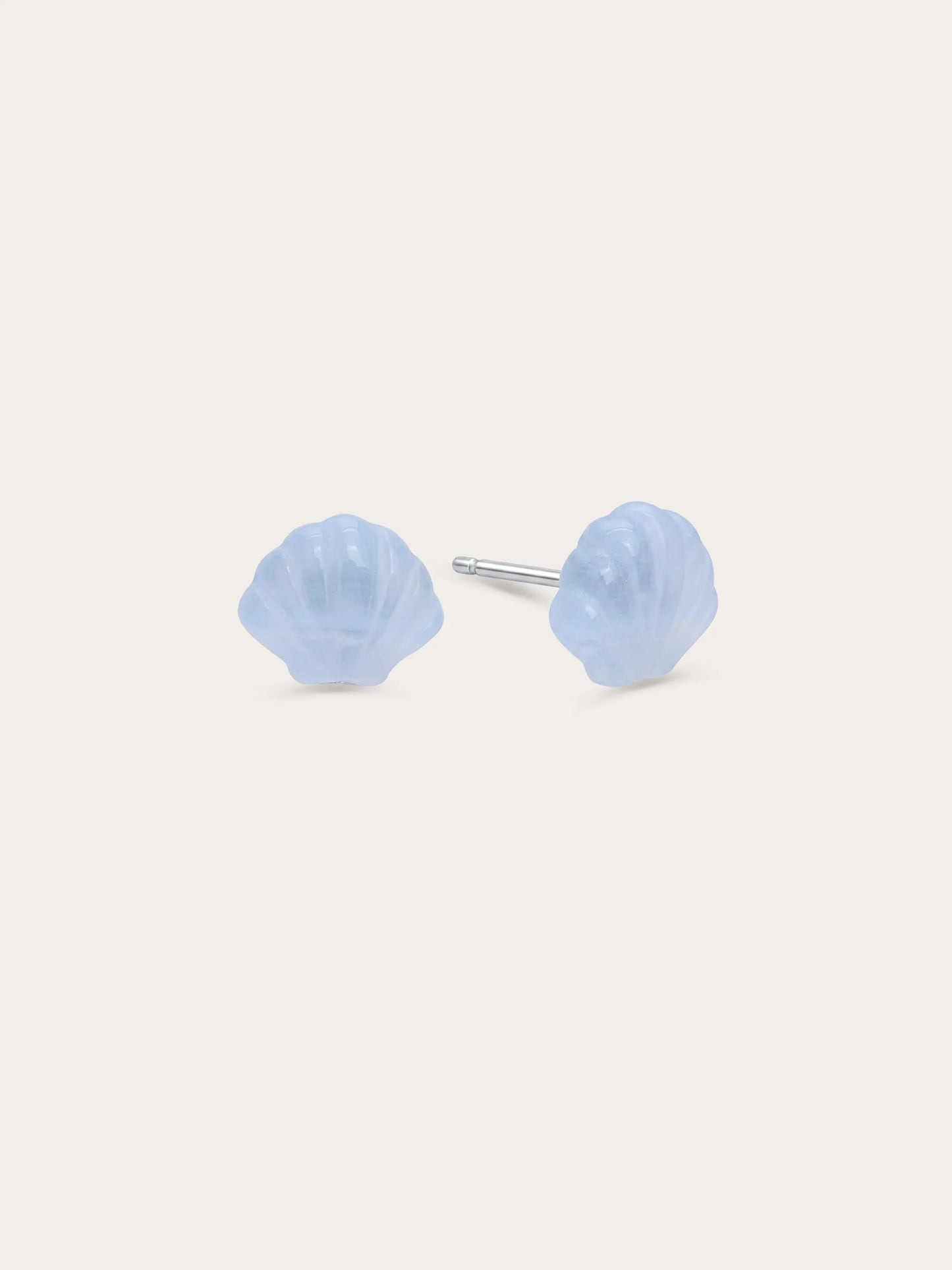 Puffy Seashell Stud Earrings – Blue Lace Agate