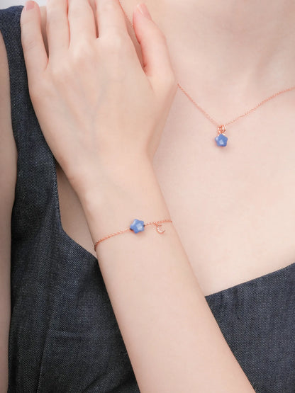 Puffy Star Bracelet Sodalite 18K Rose Gold (4) – Mondays Made Flower & Birthstone Jewelry Singapore