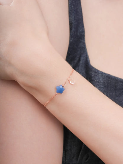 Puffy Star Bracelet Sodalite 18K Rose Gold (5) – Mondays Made Flower & Birthstone Jewelry Singapore