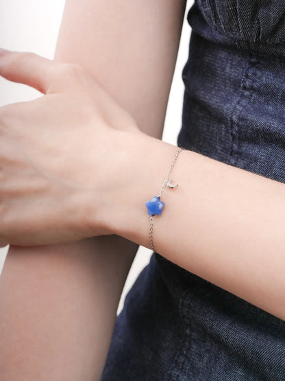 Puffy Star Bracelet Sodalite S925 Silver Rhodium (5) – Mondays Made Flower & Birthstone Jewelry Singapore