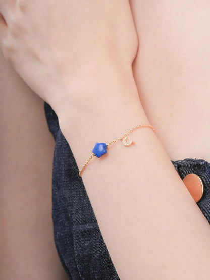 Puffy Star Bracelet Sodalite 18K Gold (4) – Mondays Made Flower & Birthstone Jewelry Singapore