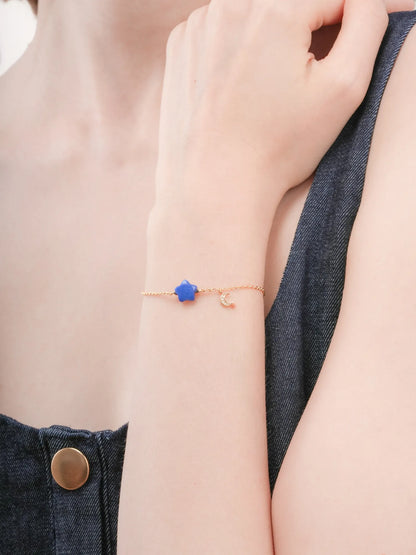 Puffy Star Bracelet Sodalite 18K Gold (5) – Mondays Made Flower & Birthstone Jewelry Singapore