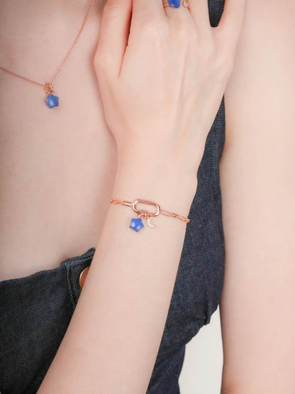 Puffy Star Charm Set Sodalite 18K Rose Gold (7) – Mondays Made Flower & Birthstone Jewelry Singapore