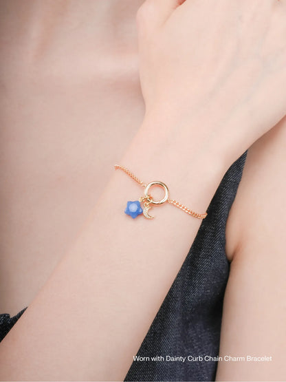 Puffy Star Charm Set Sodalite 18K Gold Worn With – Mondays Made Flower & Birthstone Jewelry Singapore