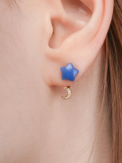 Puffy Star Ear Jacket Earrings Sodalite 18K Gold (6) – Mondays Made Flower & Birthstone Jewelry Singapore