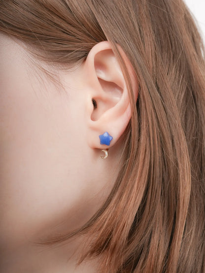 Puffy Star Ear Jacket Earrings Sodalite 18K Gold (7) – Mondays Made Flower & Birthstone Jewelry Singapore