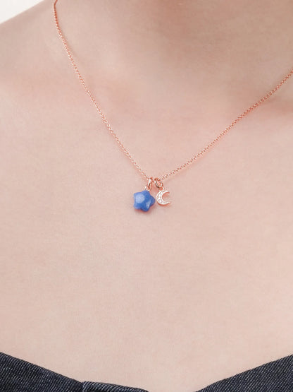 Puffy Star Necklace Set Sodalite 18K Rose Gold (7) – Mondays Made Flower & Birthstone Jewelry Singapore