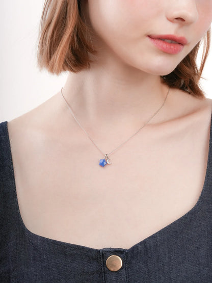 Puffy Star Necklace Set Sodalite S925 Silver Rhodium (6) – Mondays Made Flower & Birthstone Jewelry Singapore