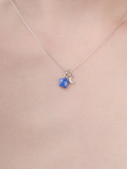 Puffy Star Necklace Set Sodalite S925 Silver Rhodium (7) – Mondays Made Flower & Birthstone Jewelry Singapore