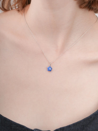 Puffy Star Necklace Set Sodalite S925 Silver Rhodium (8) – Mondays Made Flower & Birthstone Jewelry Singapore