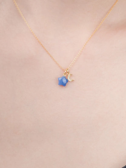 Puffy Star Necklace Set Sodalite 18K Gold (7) – Mondays Made Flower & Birthstone Jewelry Singapore