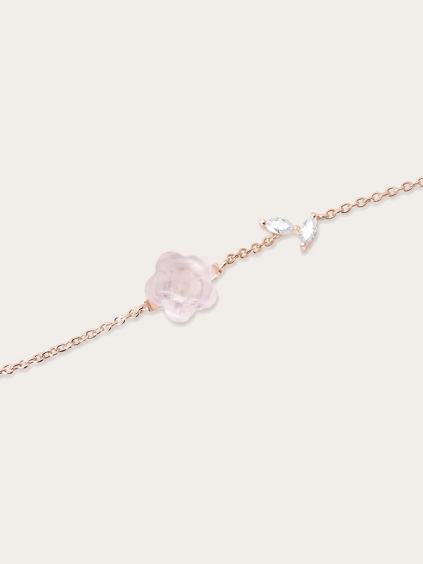 Puffy Flower Bracelet – Rose Quartz