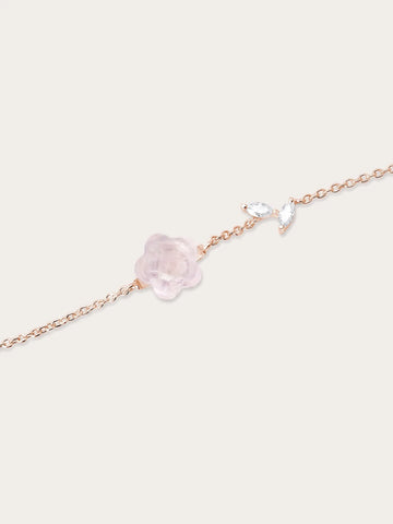 Puffy Flower Bracelet – Rose Quartz