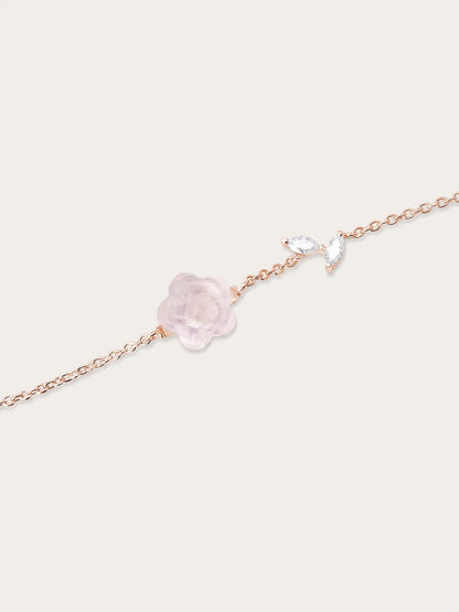 Puffy Flower Bracelet – Rose Quartz