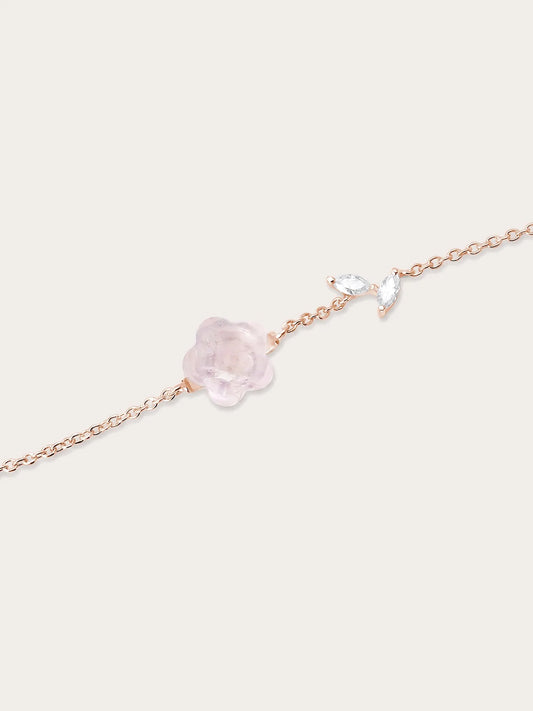 Puffy Flower Bracelet – Rose Quartz