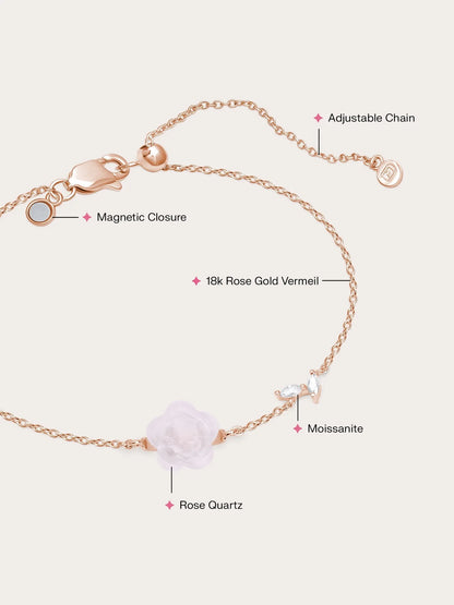 Puffy Flower Bracelet – Rose Quartz