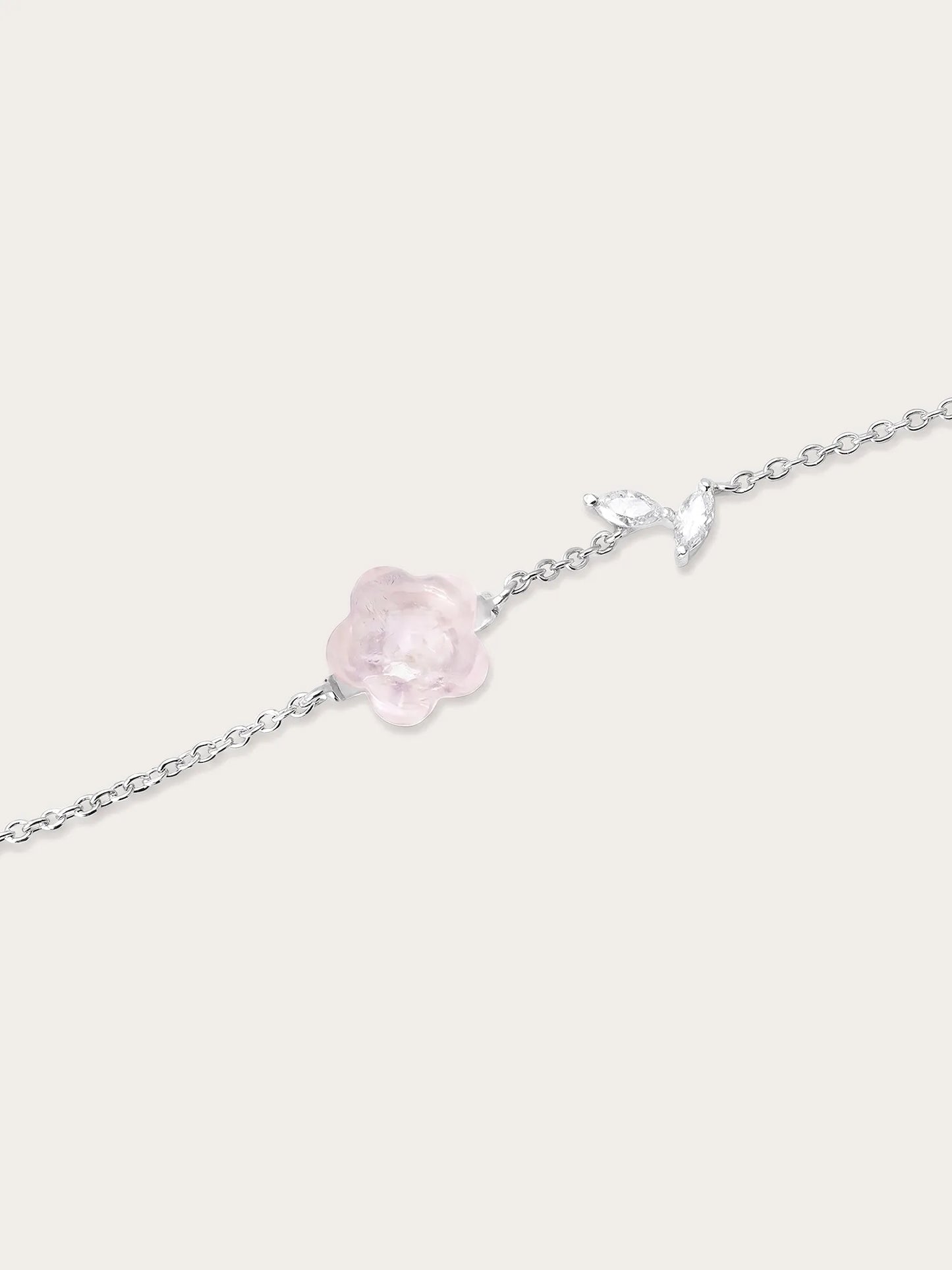 Puffy Flower Bracelet – Rose Quartz