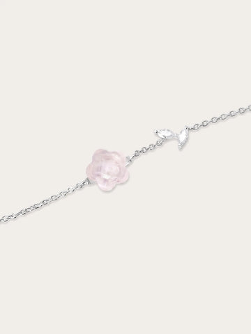 Puffy Flower Bracelet – Rose Quartz