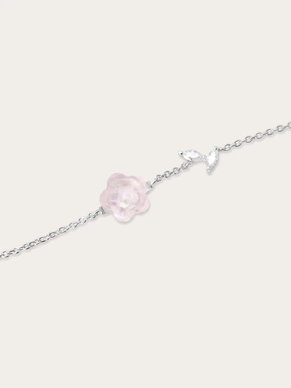 Puffy Flower Bracelet – Rose Quartz
