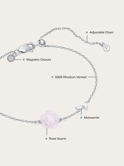 Puffy Flower Bracelet – Rose Quartz