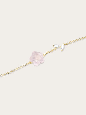 Puffy Flower Bracelet – Rose Quartz