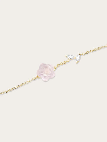 Puffy Flower Bracelet – Rose Quartz