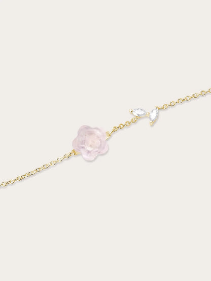 Puffy Flower Bracelet – Rose Quartz