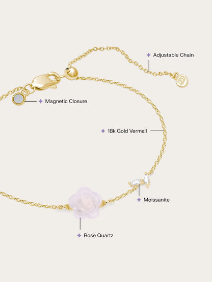 Puffy Flower Bracelet – Rose Quartz