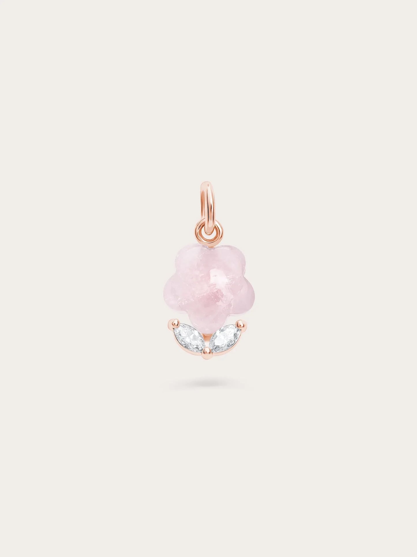 Puffy Flower Charm – Rose Quartz