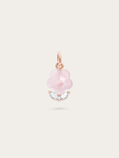 Puffy Flower Charm – Rose Quartz