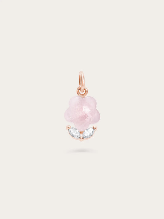 Puffy Flower Charm – Rose Quartz