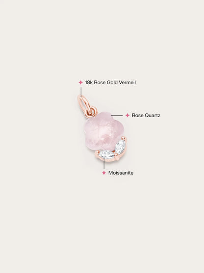 Puffy Flower Charm – Rose Quartz