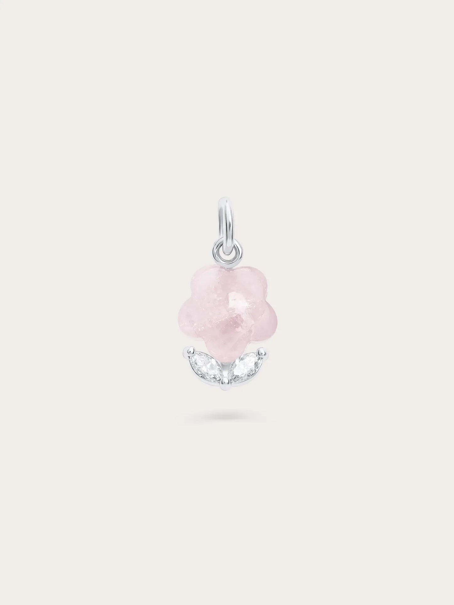 Puffy Flower Charm – Rose Quartz